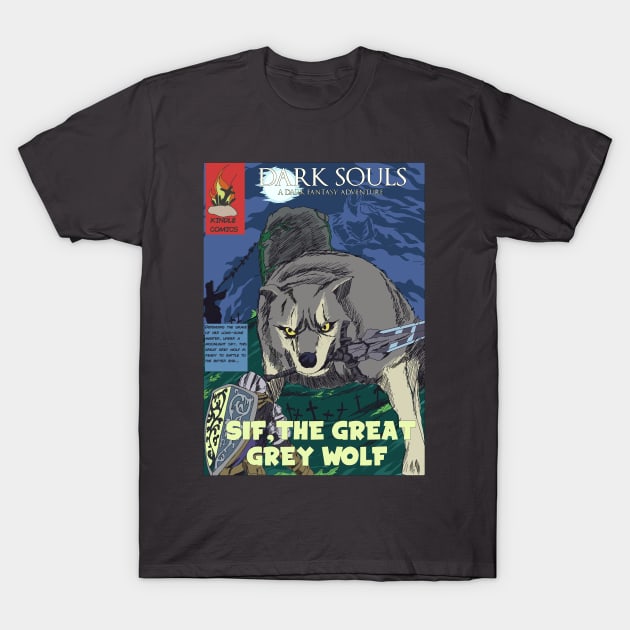 Dark Souls: Sif the Great Grey Wolf T-Shirt by GurrenSwagann